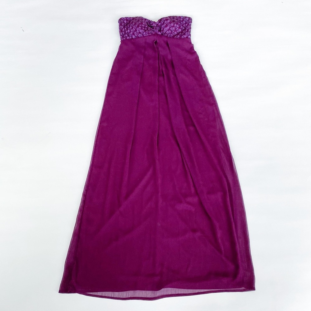 Jewel Tone Purple Chiffon Beaded Maxi Dress